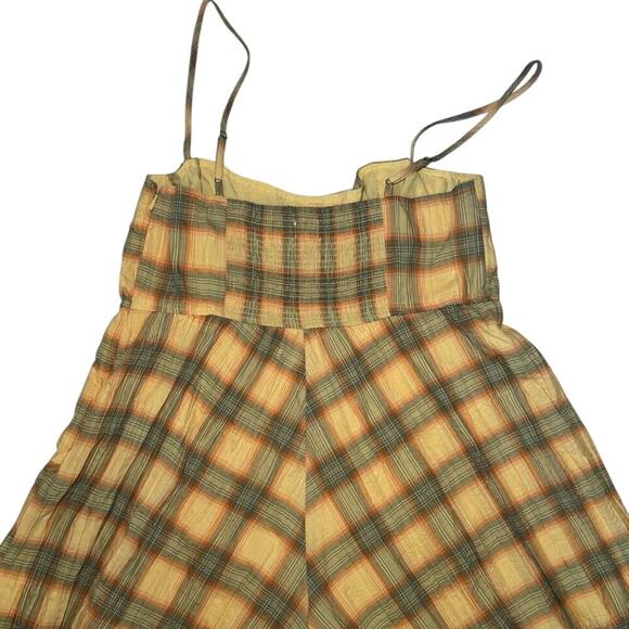 NWT Urban Outfitters Plaid Crinkle Cotton Romper In Yellow & Green Size Large - Picture 7 of 12
